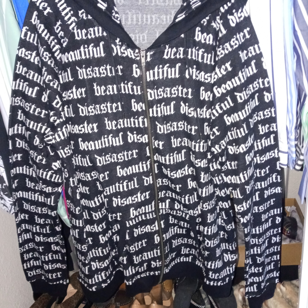 NWOT! Beautiful Disaster Black Zip-Up Hoodie Jacket 3x